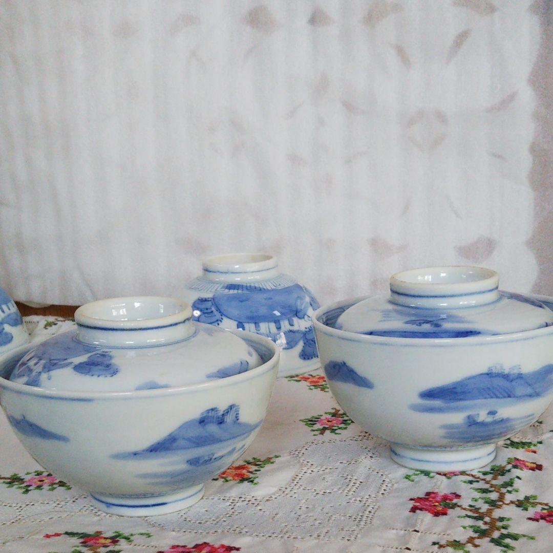 骨董品   蓋つき茶碗４客