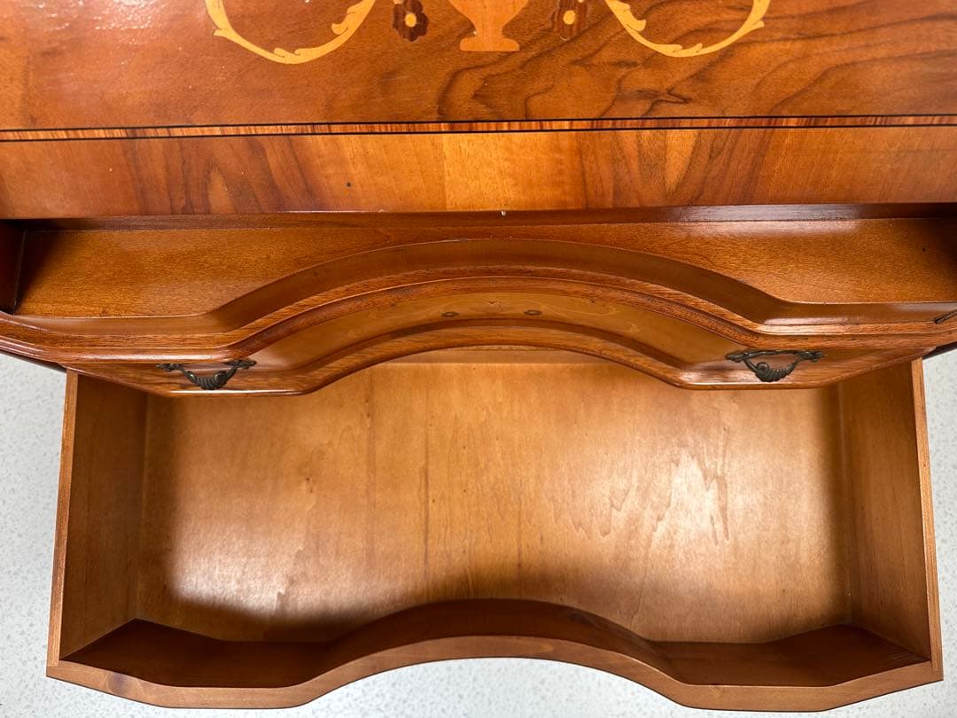 ITALY イタリア 象嵌彫ライティングビューロー 猫足 鍵付き　※i4※