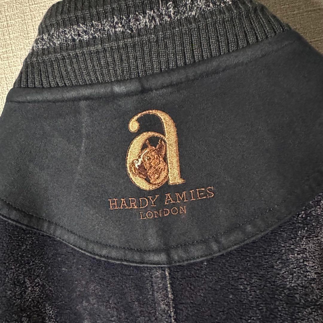 ハーディエイミス ブルゾン ベロア切替 刺繍 裏地キルティング ネイビー XL