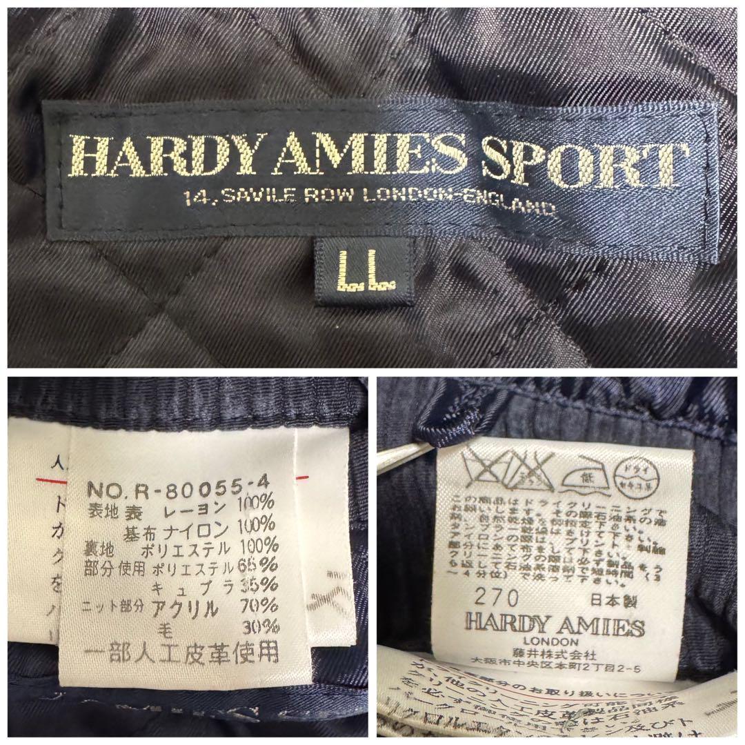 ハーディエイミス ブルゾン ベロア切替 刺繍 裏地キルティング ネイビー XL