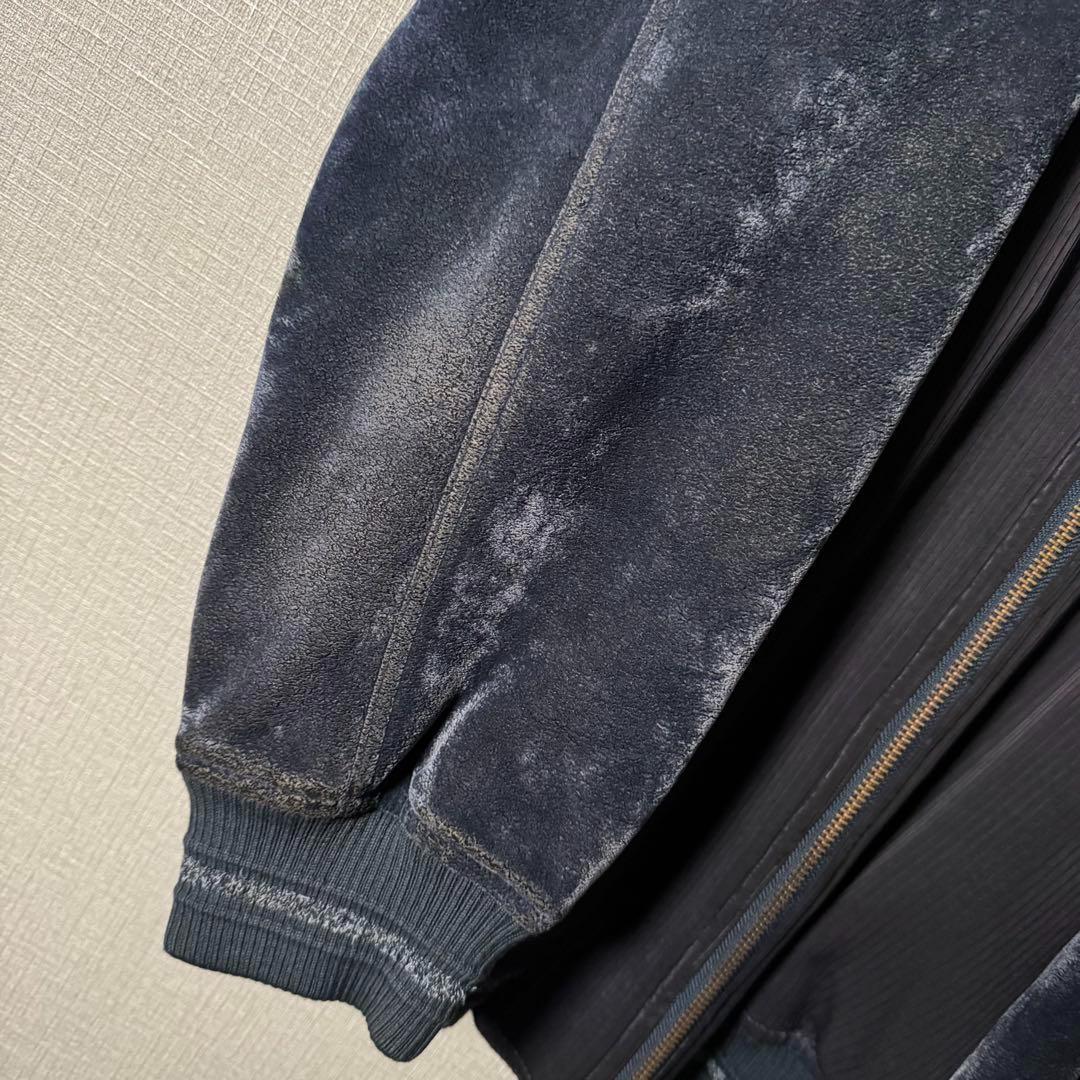 ハーディエイミス ブルゾン ベロア切替 刺繍 裏地キルティング ネイビー XL