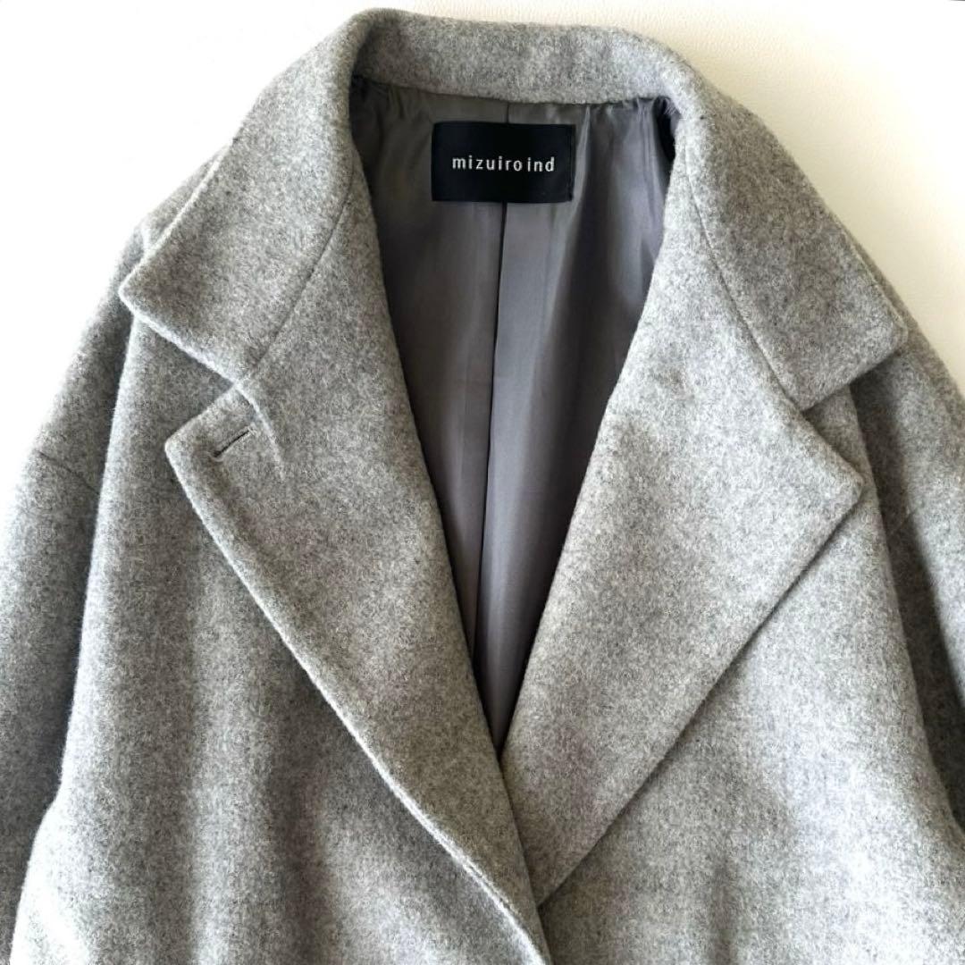 美品 ミズイロインド LEE別注 スタンドカラーウールコート 日本製 24AW