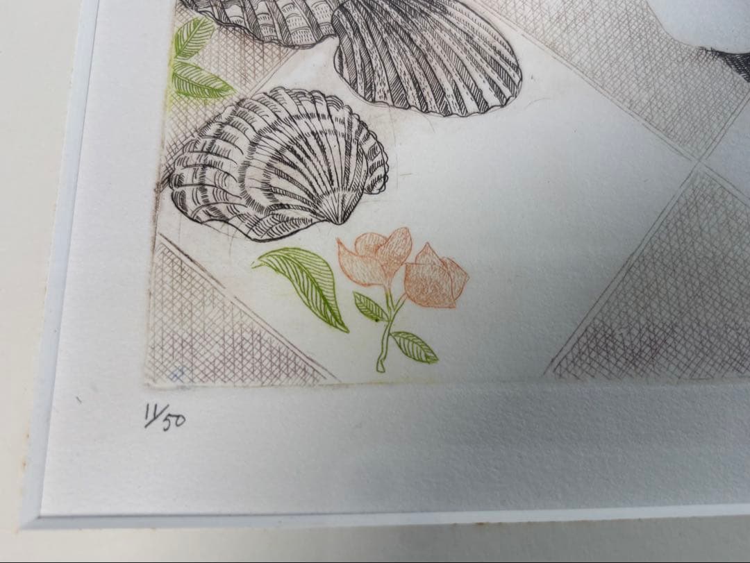 銅版画家 小池暢子 作　1978年「乾いた浜をみるマロック人形 」11/50