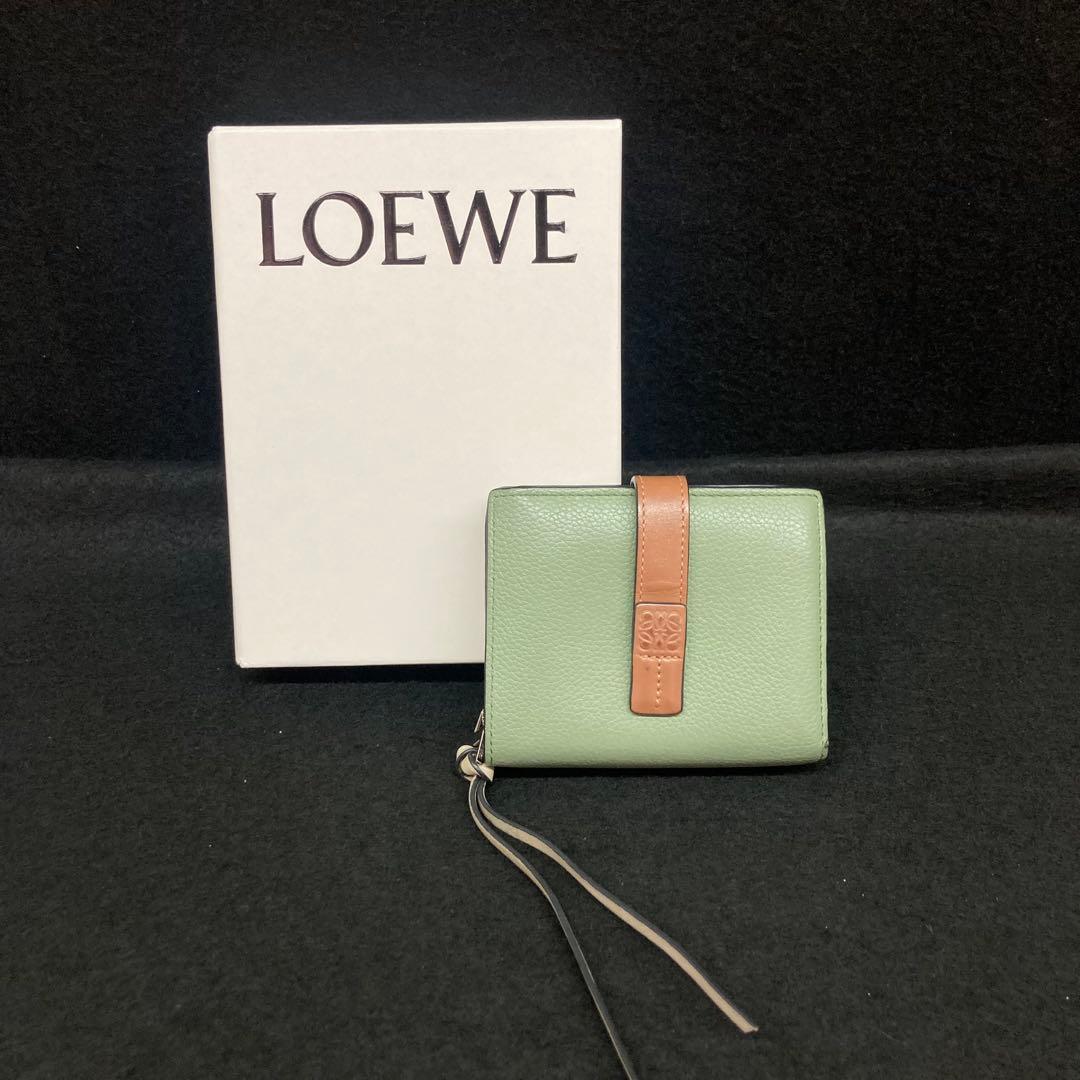 ロエベ コンパクト ジップ ウォレット 財布 レザー グリーン⭐︎
