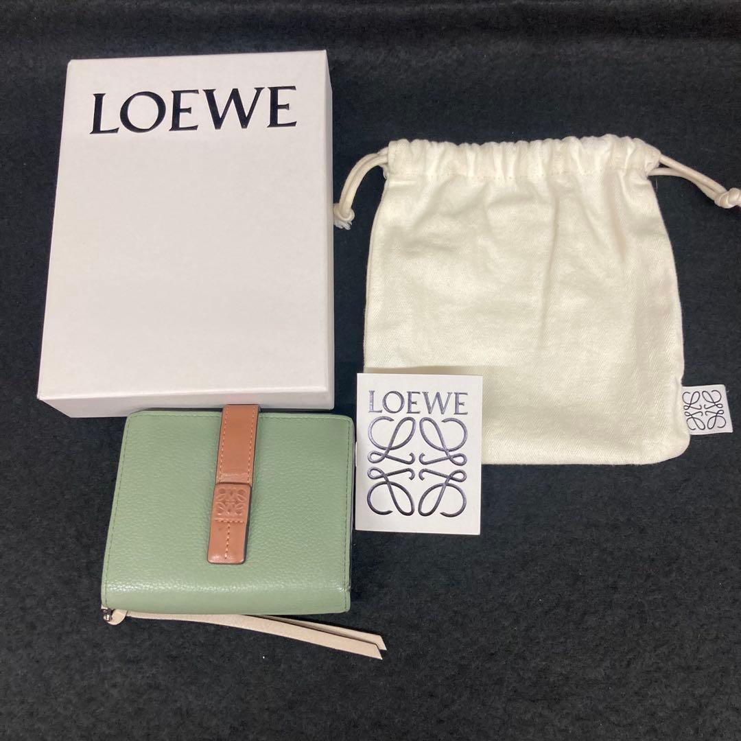 ロエベ コンパクト ジップ ウォレット 財布 レザー グリーン⭐︎