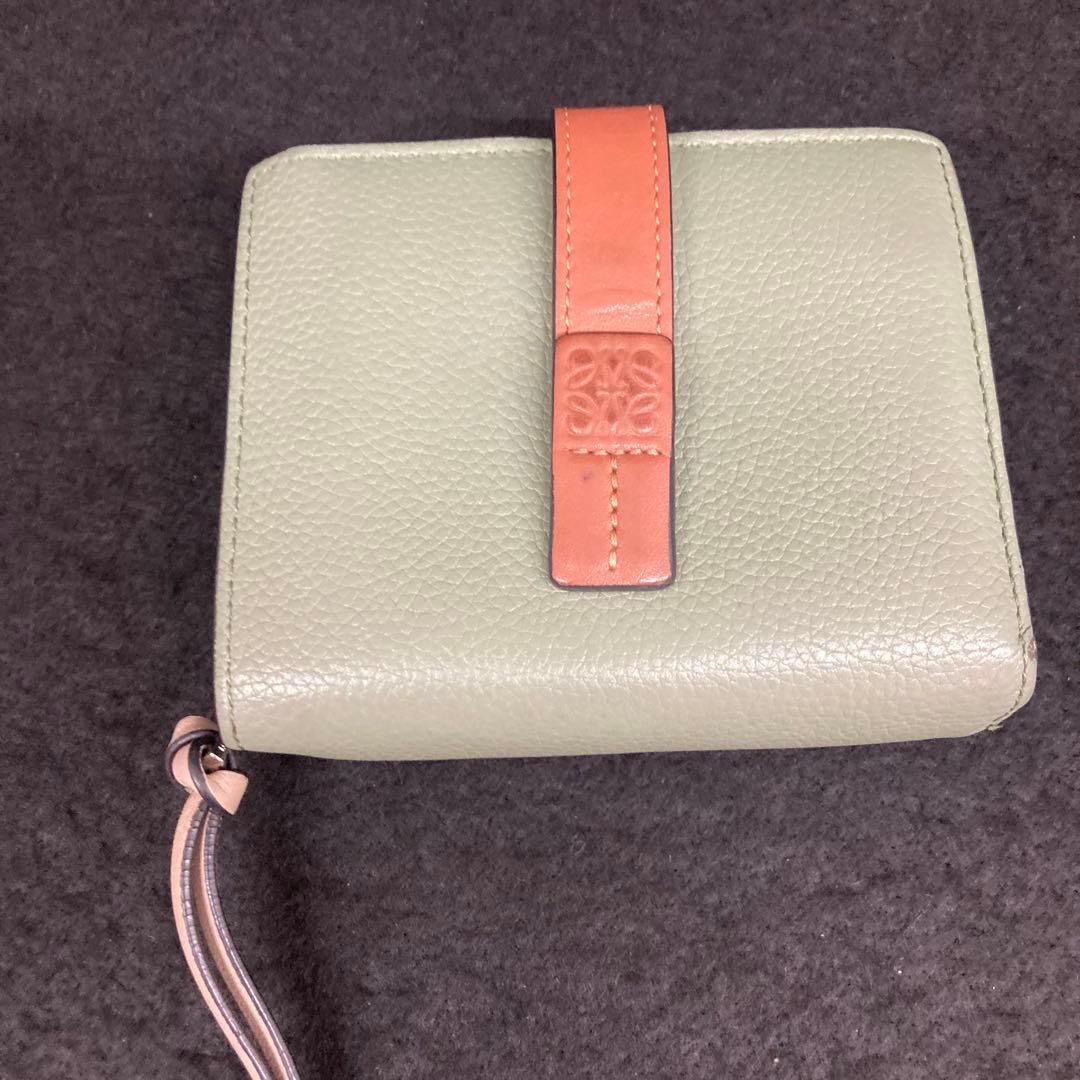 ロエベ コンパクト ジップ ウォレット 財布 レザー グリーン⭐︎