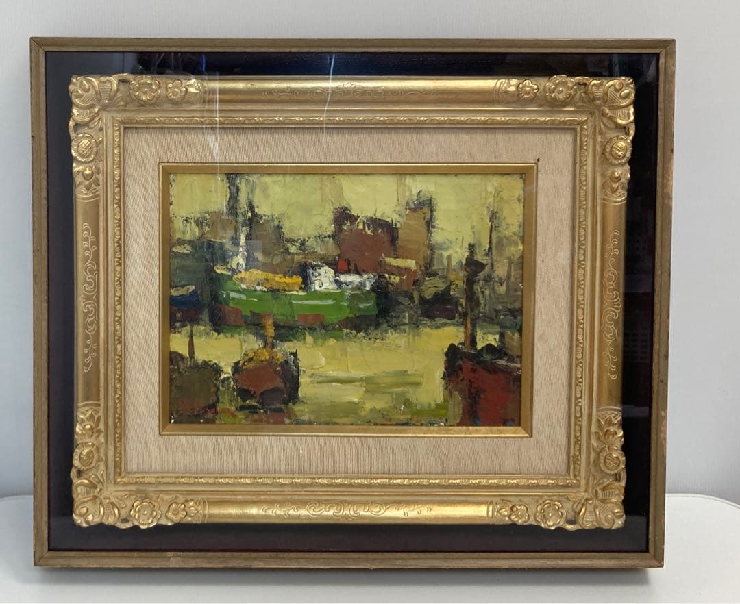 菅原洸人　油絵　「緑色の船」