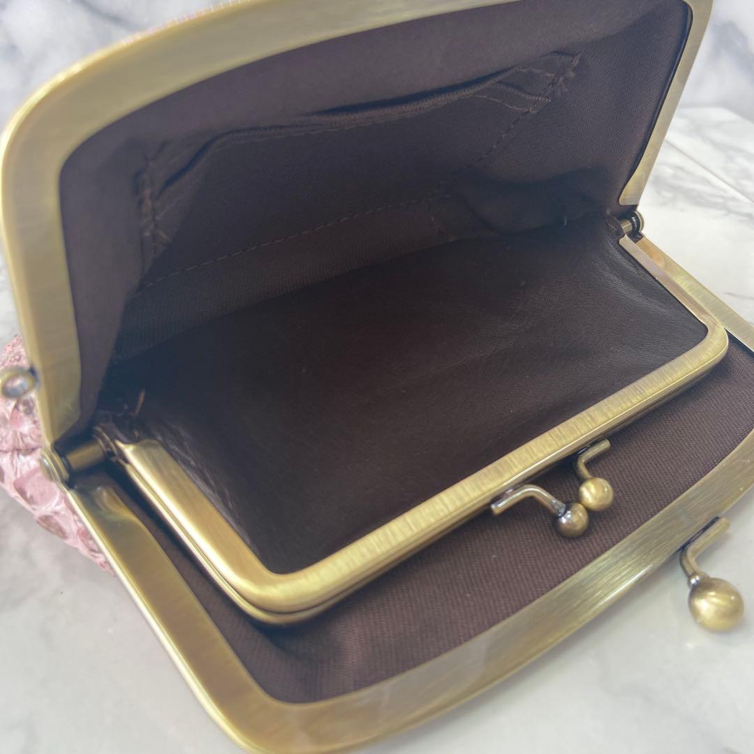 幸　ハンドメイドパイソンの本革親子がま口財布両面各2段ポケット付