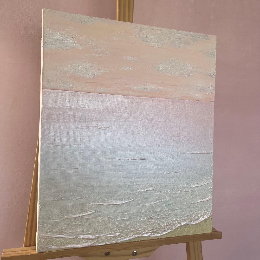 ピンクインテリア 海の風景 テクスチャーアート 海の絵 海 海アート