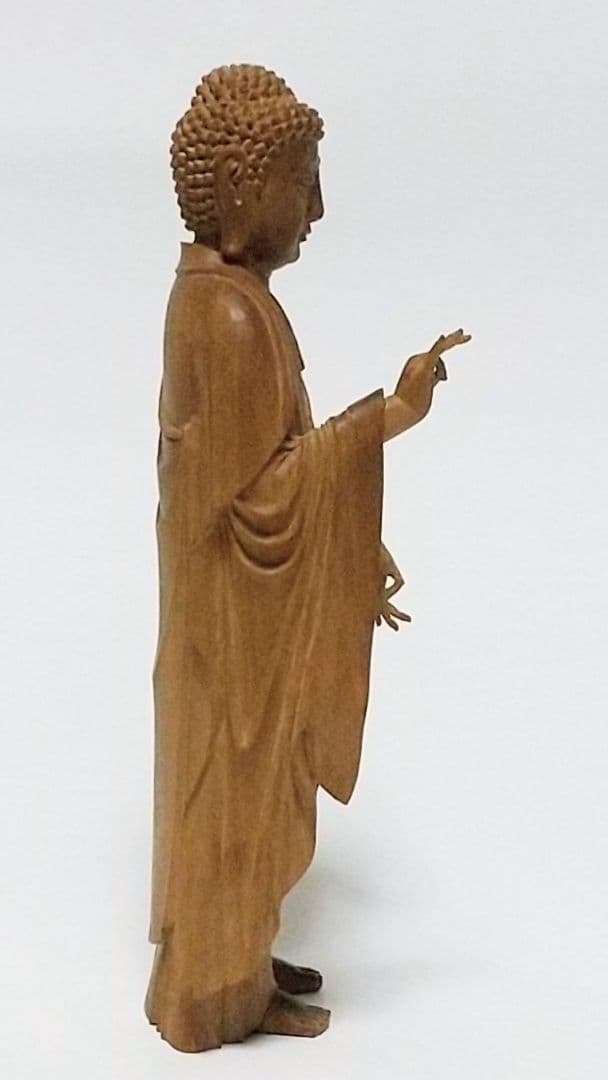 阿弥陀如来立像 5寸 像のみ #662 ◆白檀 木彫 仏像