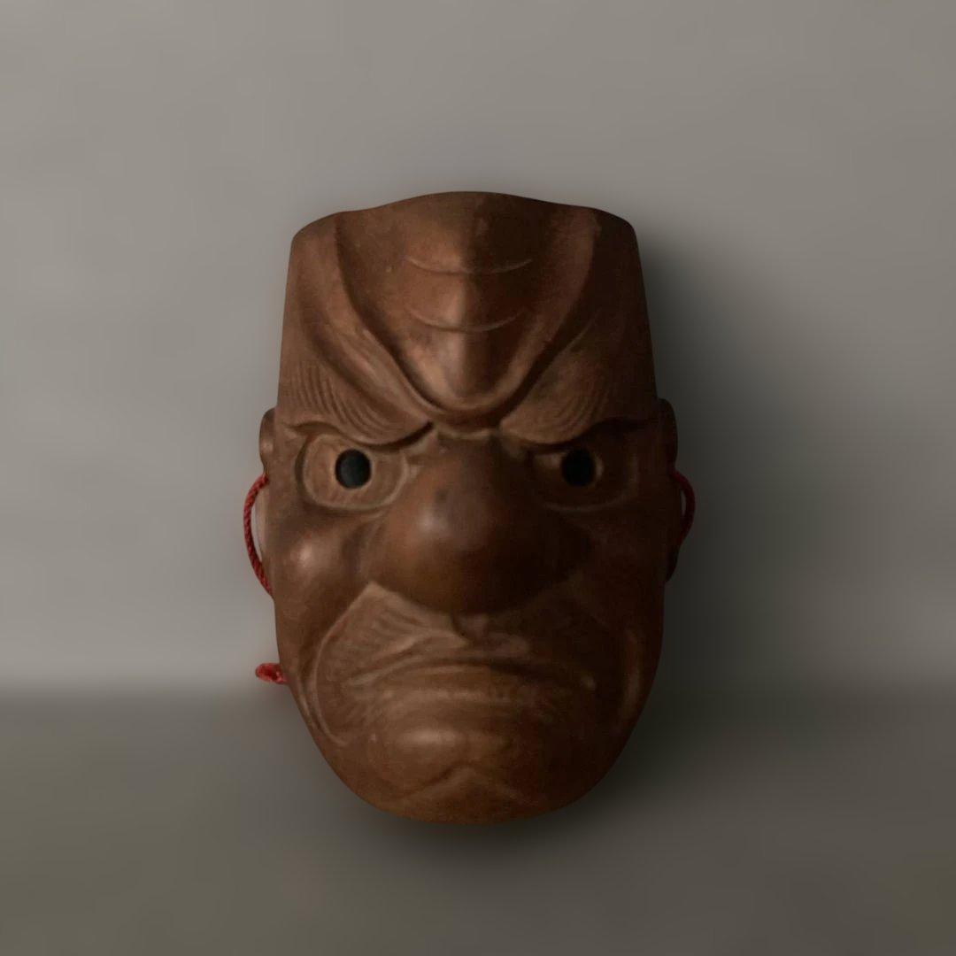 天狗　木彫一刀彫り　お面　天然木　壁掛　魔除　開運