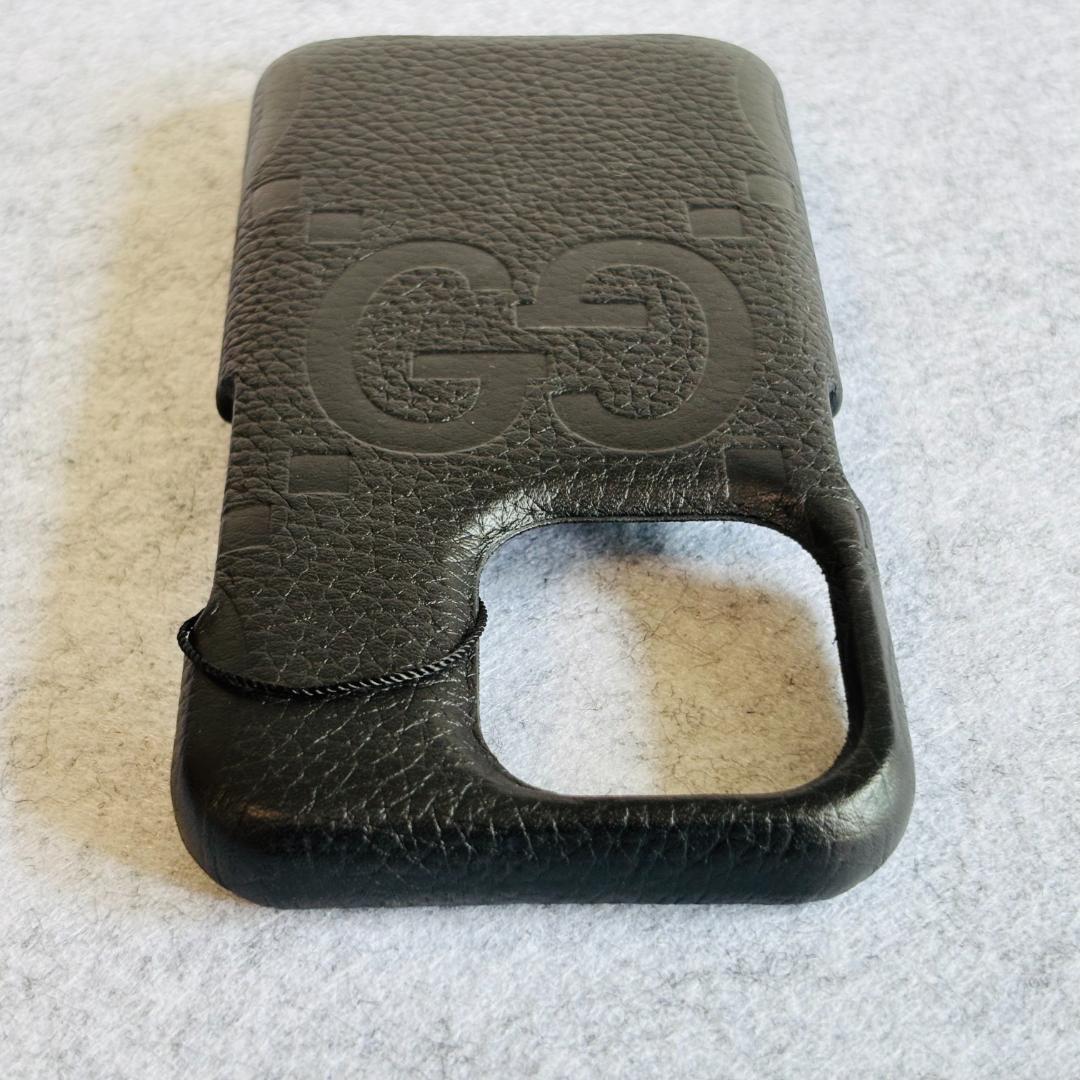 グッチ　iPhoneケース スマホケース GGジャンボ レザー 黒 GUCCI