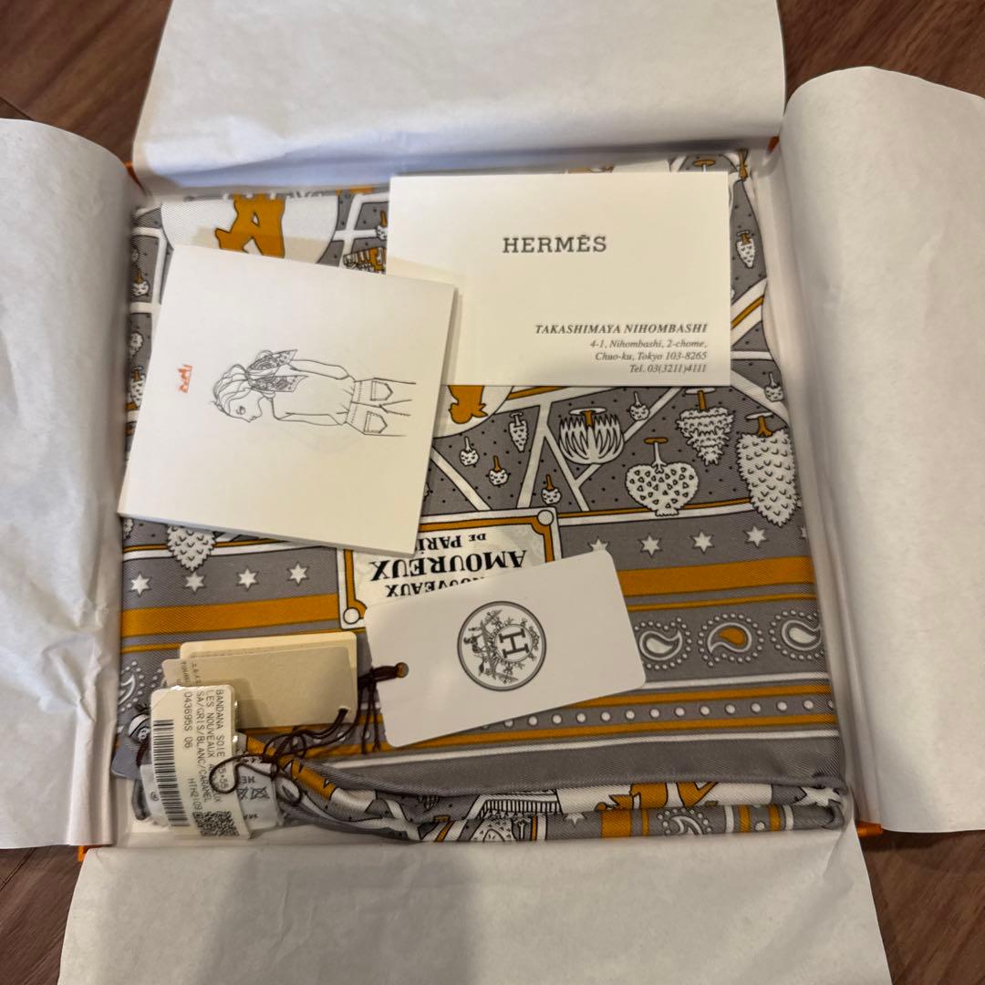 HERMES 地図柄 シルクスカーフ　バンダナ新品未使用
