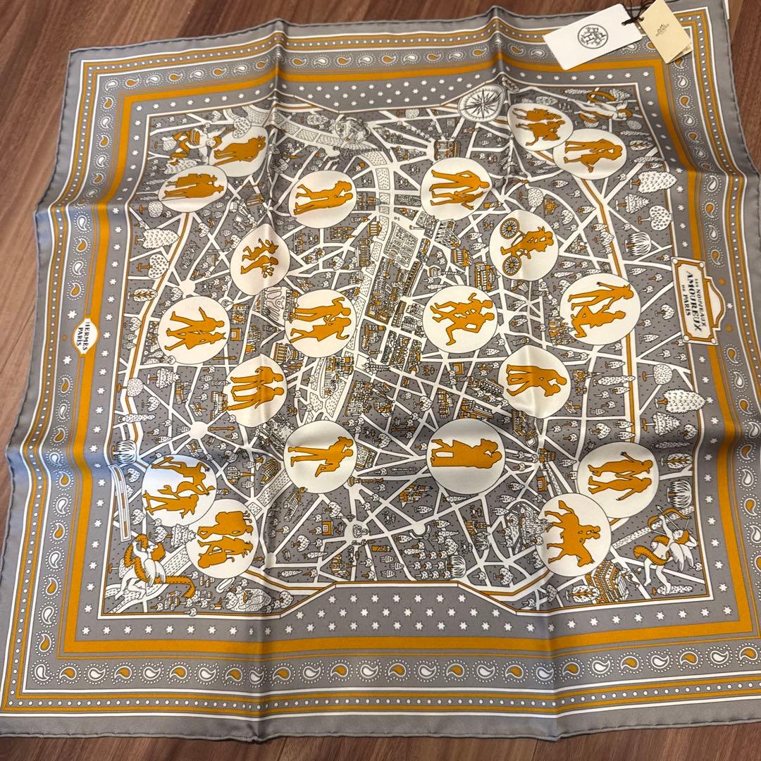 HERMES 地図柄 シルクスカーフ　バンダナ新品未使用