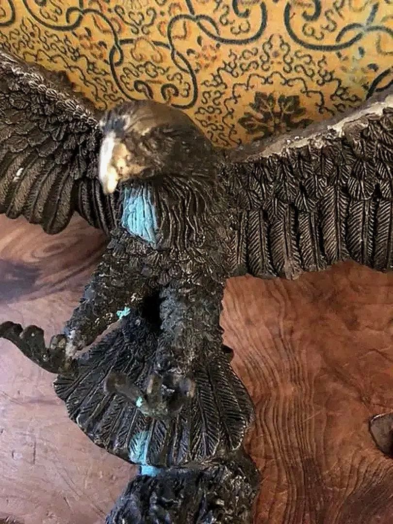 中国美術 小型 時代 鋳型 細密 鷲 箱付き 横幅約 30㎝ 特価