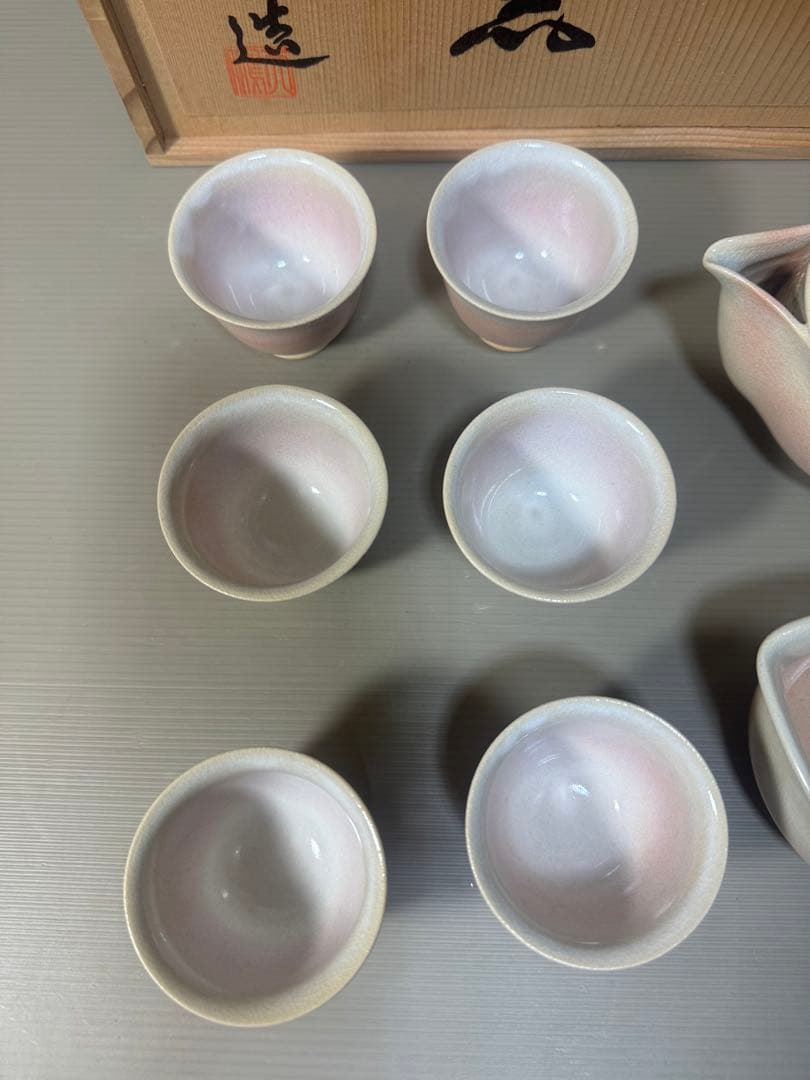 2292 萩焼　茶器セット　宝瓶1客　湯冷し1客　湯呑6客　未使用