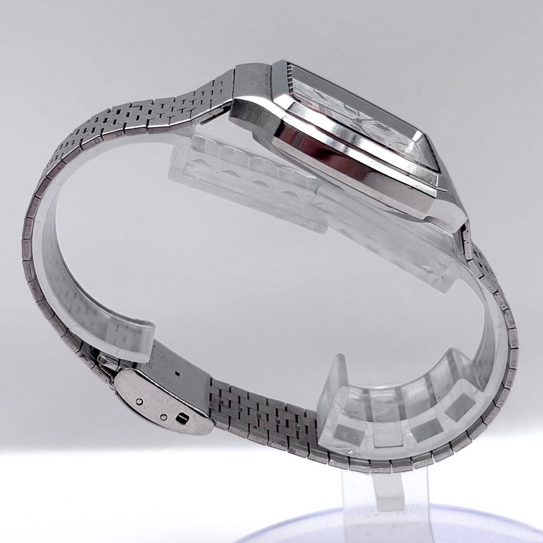 新品電池 稼働品 SEIKO キングクォーツ スクエア デイト メンズ