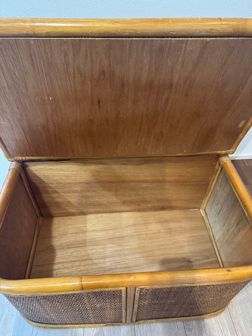 早い者勝ち　ラタン家具　ベンチ　籐家具 ベンチ収納 レトロ　ヴィンテージ　ハート