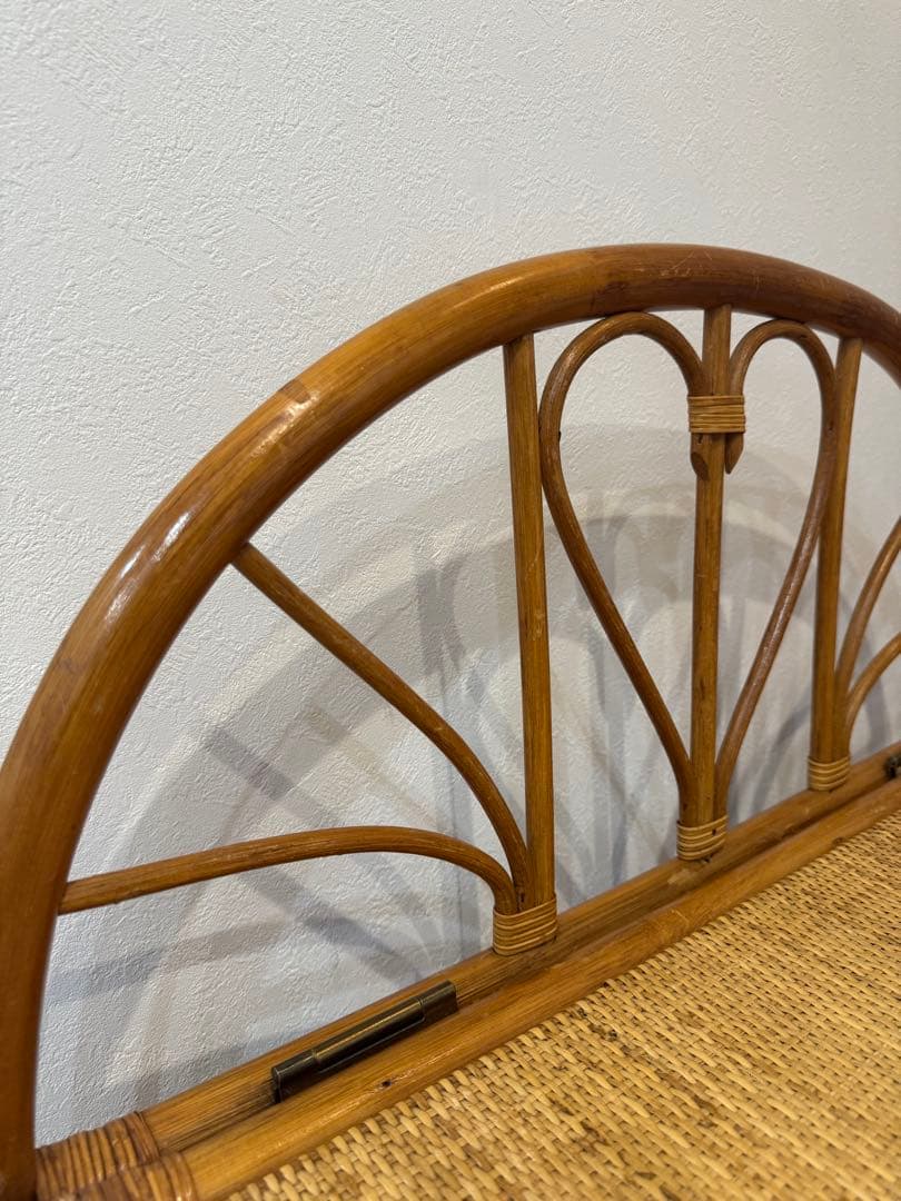 早い者勝ち　ラタン家具　ベンチ　籐家具 ベンチ収納 レトロ　ヴィンテージ　ハート