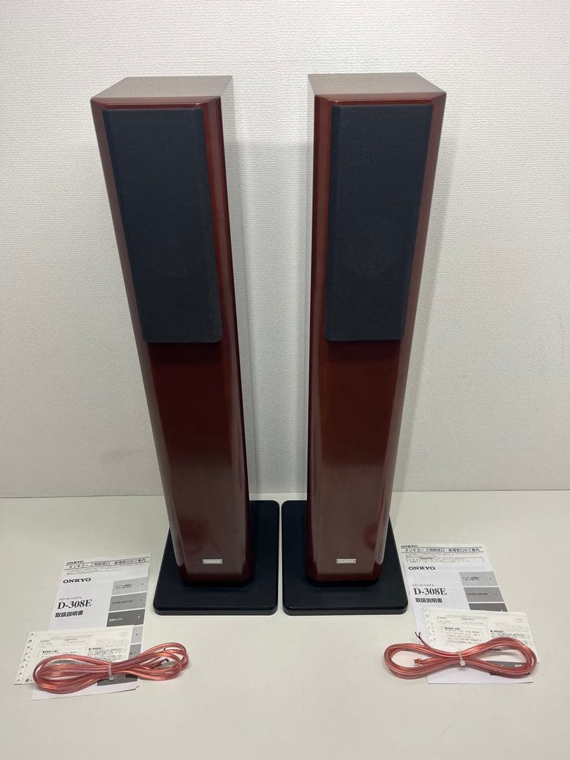 ONKYO オンキョー D-308E 木目ブラウン スピーカー　トールボーイ