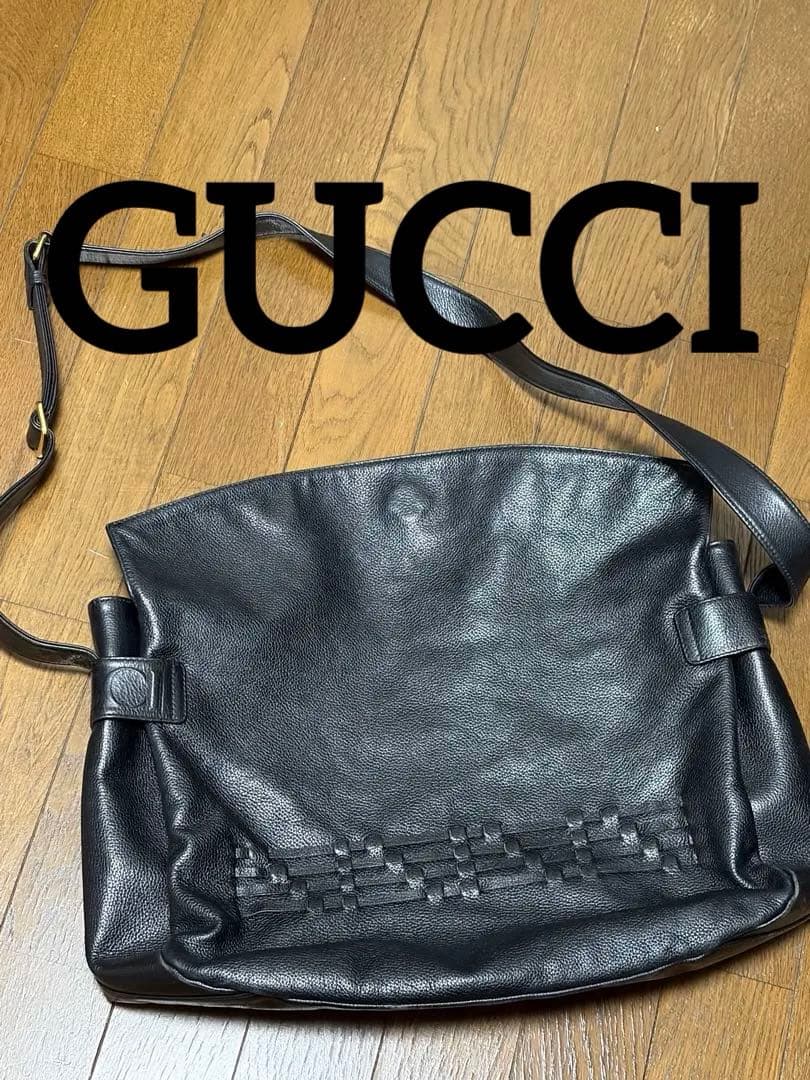 オールドGUCCI 本革 ショルダーバッグ レザー ヴィンテージ グッチ 黒