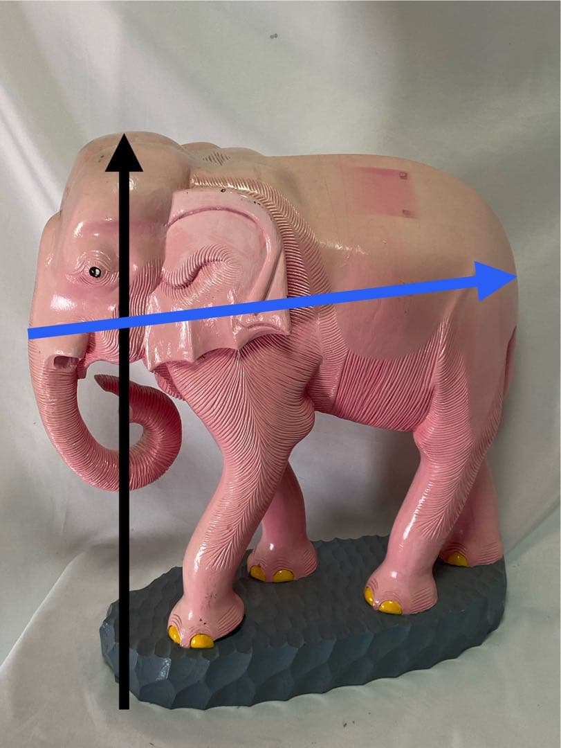 2479❣️ 木彫り　ピンク　象　幸運のシンボル　店舗　オブジェ