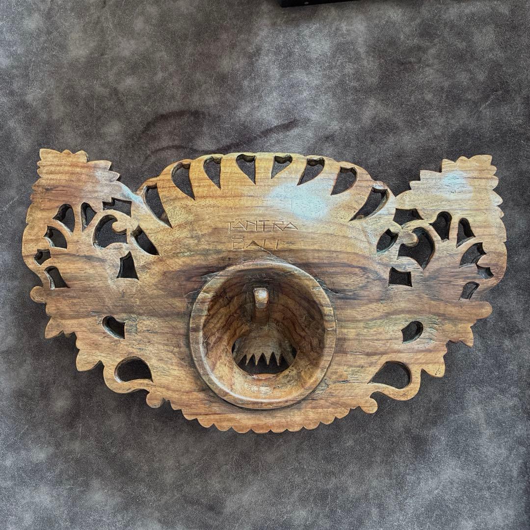 聖獣 バロン バリ島 手彫り 木彫 エスニック　壁掛け　魔除け　長さ31㎝