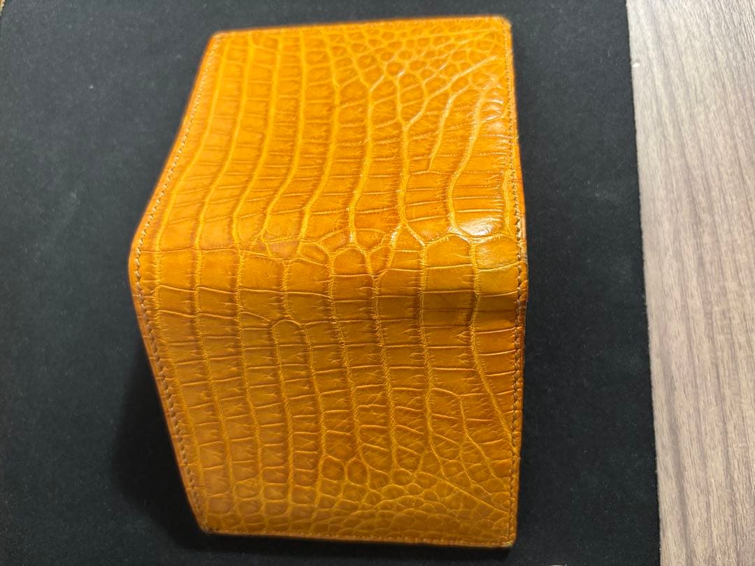 【万双】ミニ財布 クロコダイル キャメル