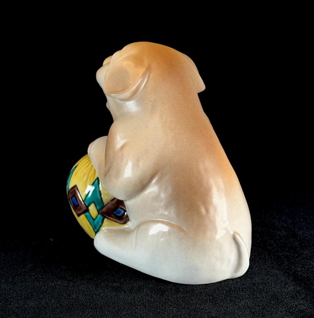 希少！　九谷焼　幸洋造　犬置物　玉犬　高さ15cm