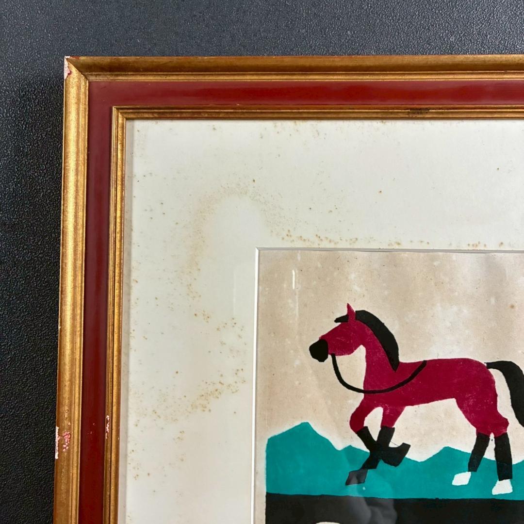 川西英「アンビルコーラス」木版画 直筆サイン入 額縁入 神戸を代表する木版画家