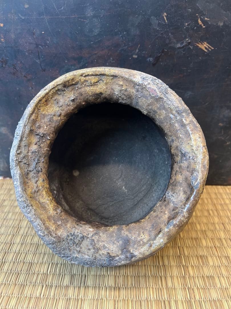 ［珍品］常滑焼、花瓶か水指、自然柚、江戸期　送料込み