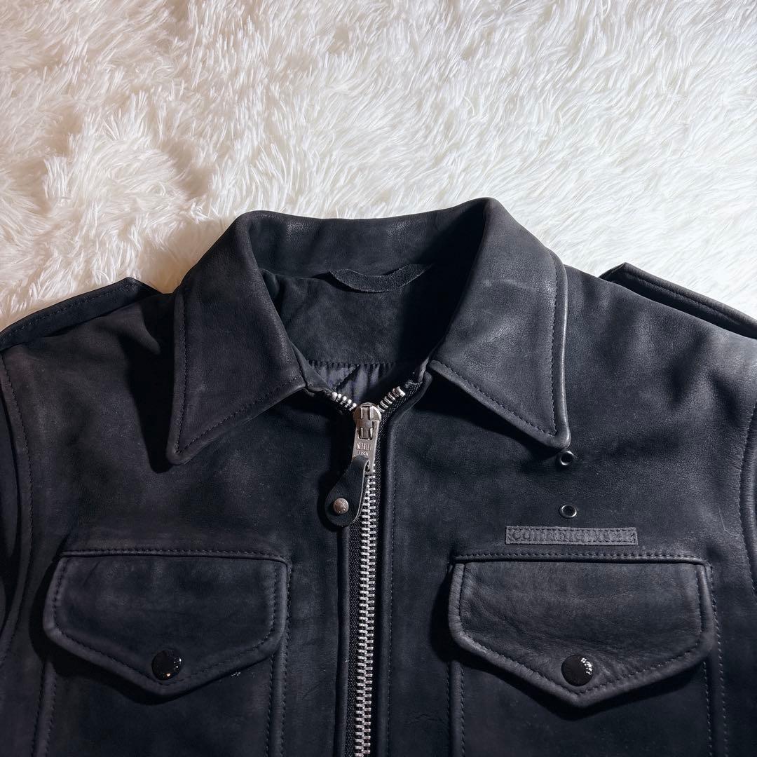 コラボ 希少 ショット コアファイター レザー ジャケット L 黒