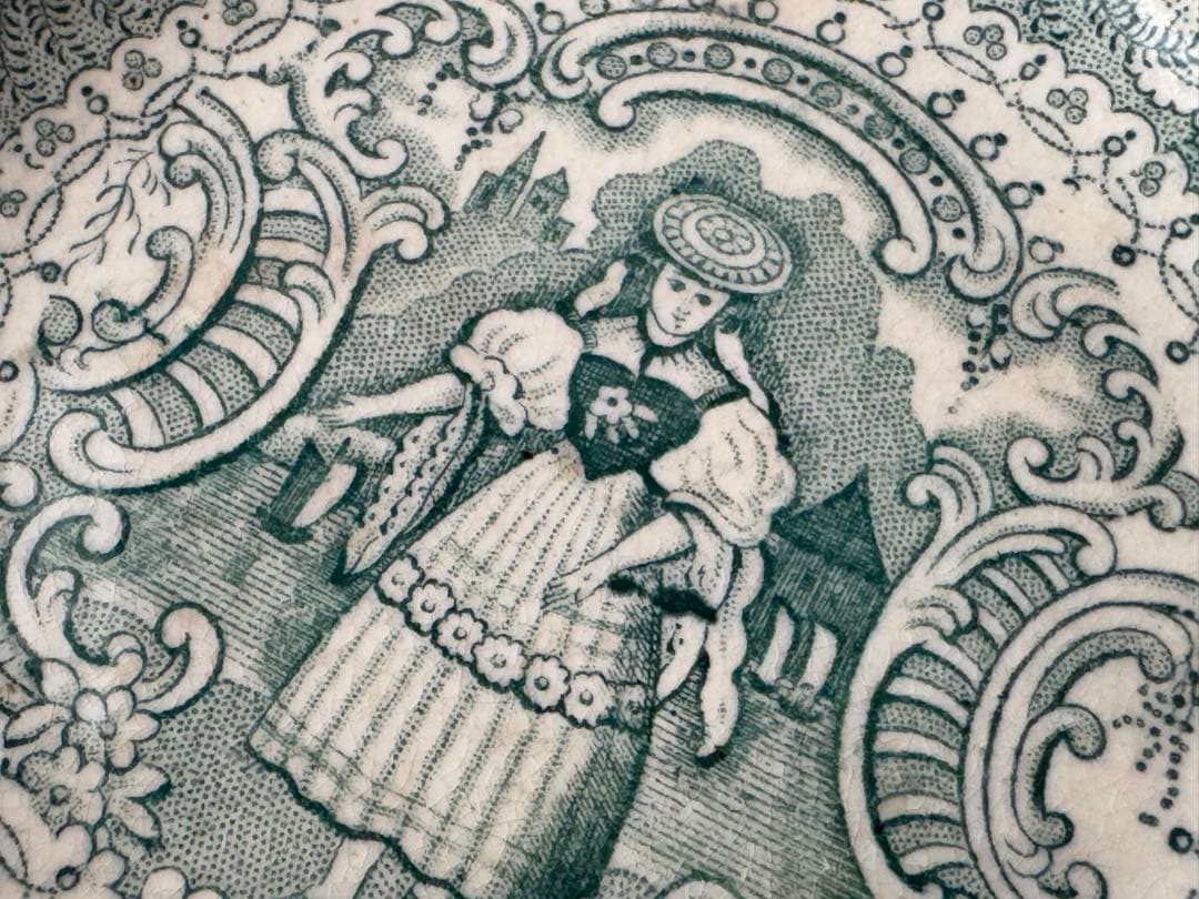 イギリス DAWSON デルフト焼 アンティーク 陶器 装飾皿 2枚セット