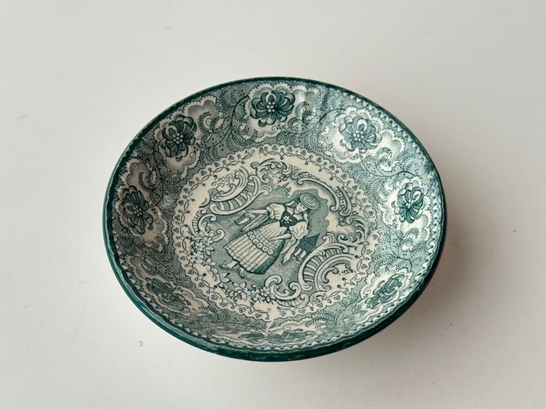 イギリス DAWSON デルフト焼 アンティーク 陶器 装飾皿 2枚セット