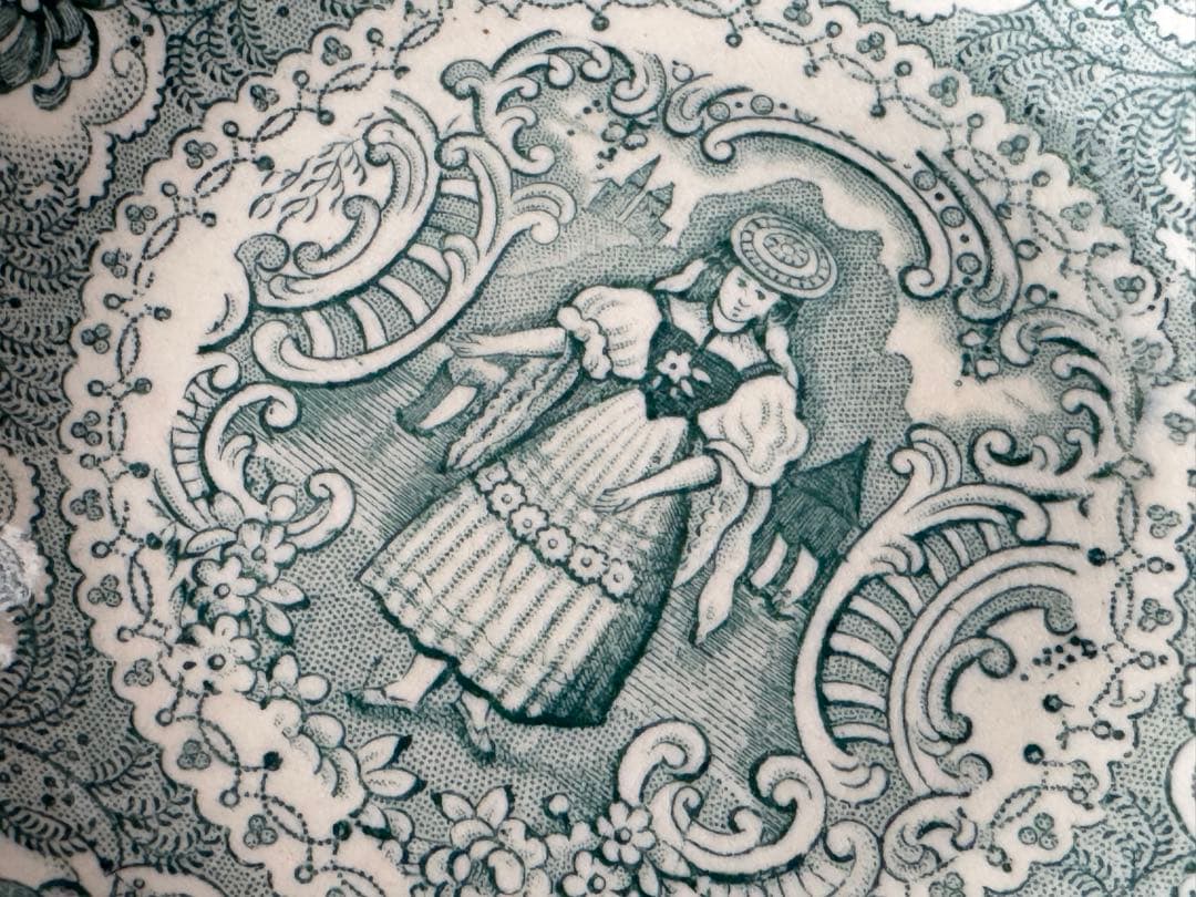 イギリス DAWSON デルフト焼 アンティーク 陶器 装飾皿 2枚セット