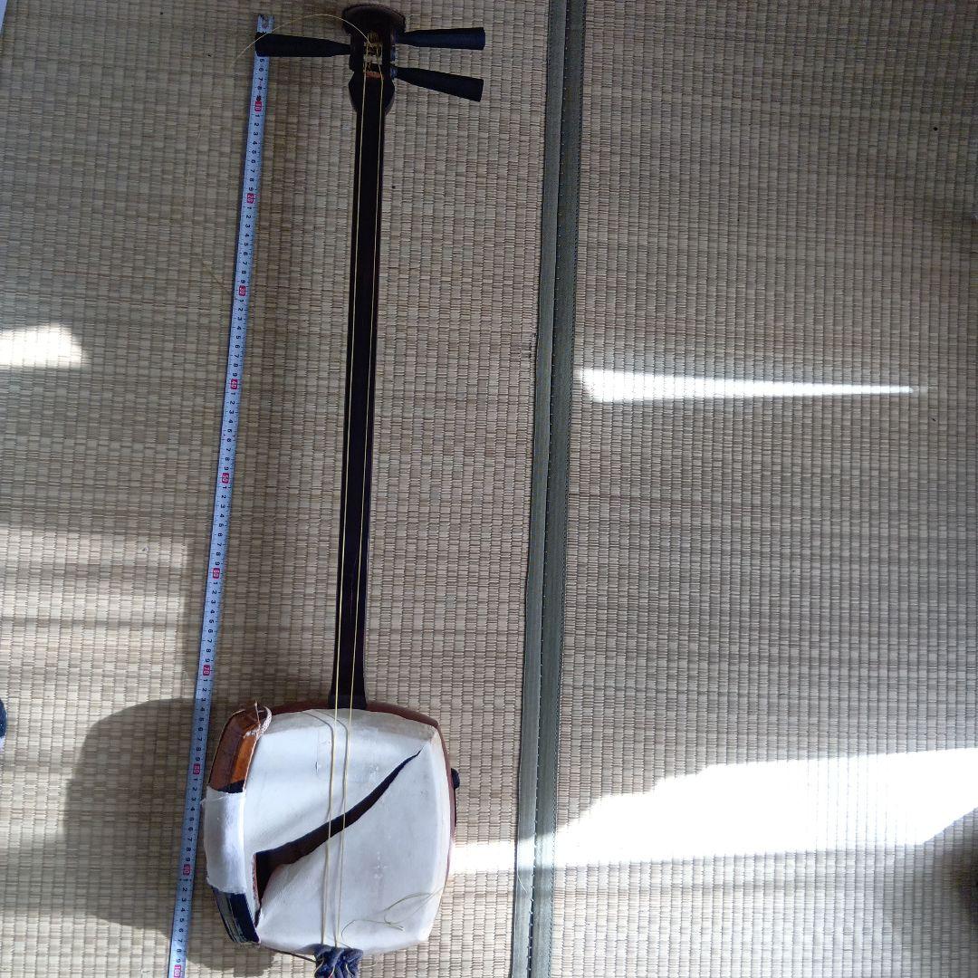 義太夫　文楽　三味線本体 木製 太棹三味線　明治７年　撥付き