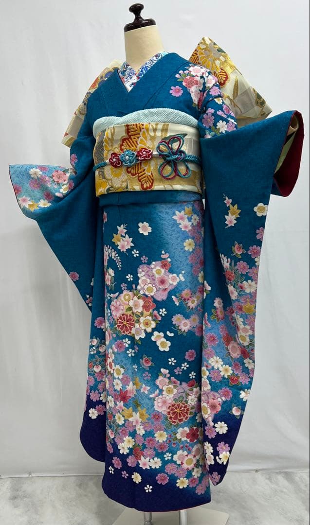 振り袖　フルセット　別誂長襦袢付　成人式　金彩加工　刺繍入り　銀通し　622