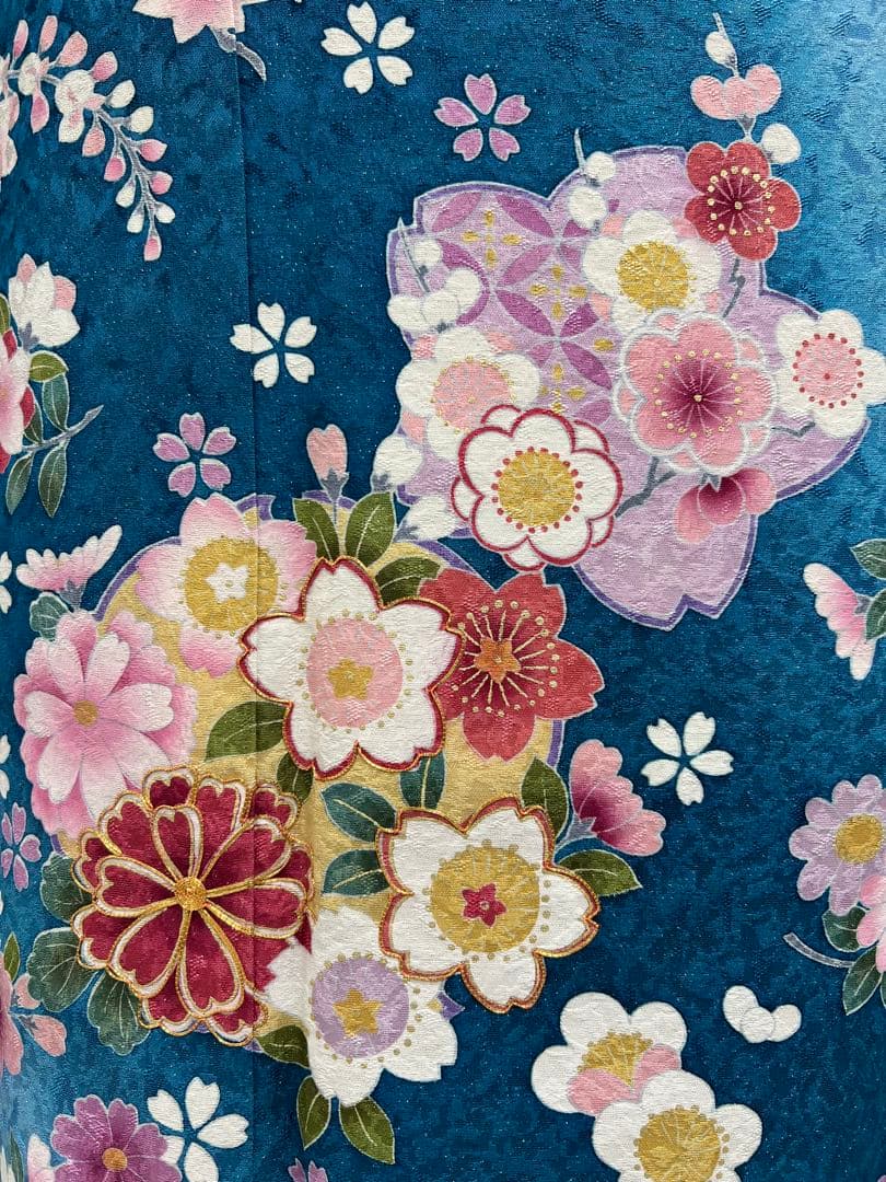 振り袖　フルセット　別誂長襦袢付　成人式　金彩加工　刺繍入り　銀通し　622