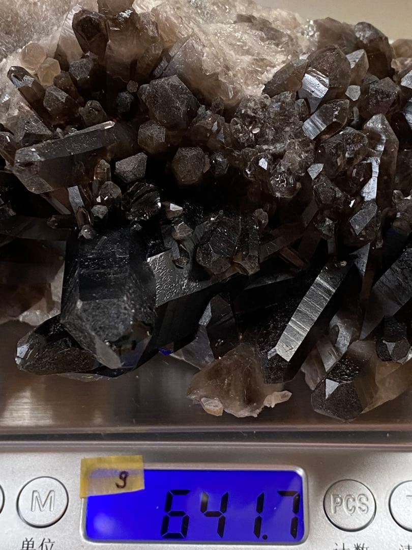 T1030-24ブラジル産水晶母岩モリオンスモーキークォーツ原石クラスター黒水晶