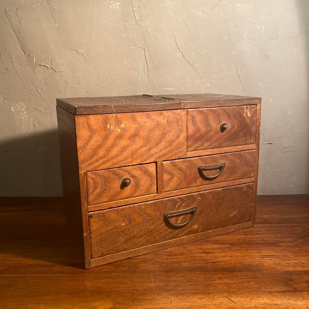 大正 昭和初期 時代物 裁縫箱 銭函 小引き出し アンティーク家具 骨董品