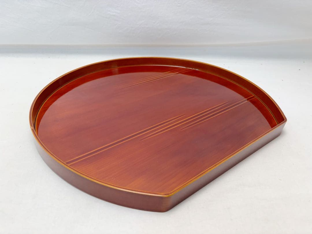 ほぼ未使用 懐石道具 飛騨春慶塗 半月会席膳 5客揃 平膳 天然木製 共箱