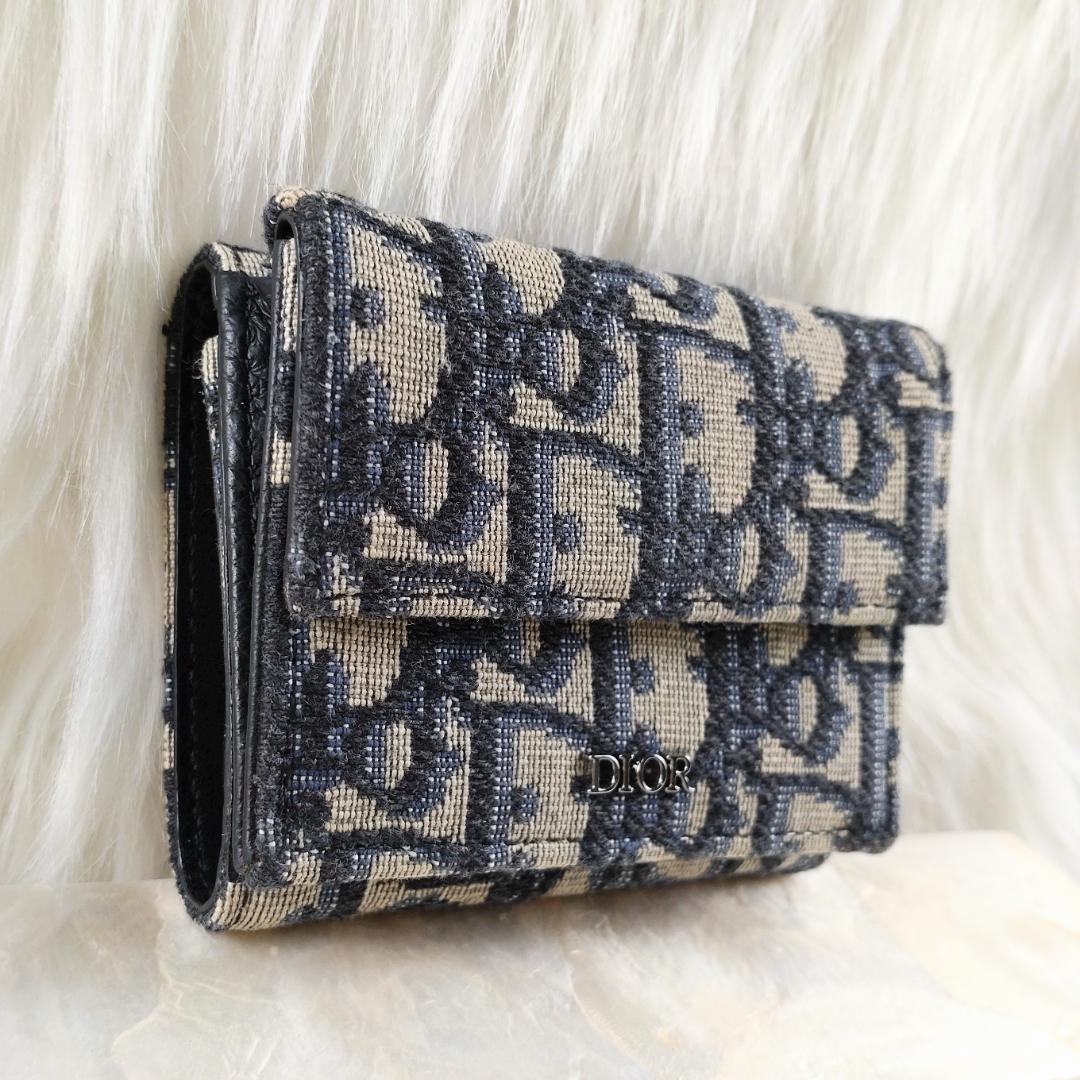極美品・現行✨クリスチャンディオール 財布 三つ折り オブリーク レディース
