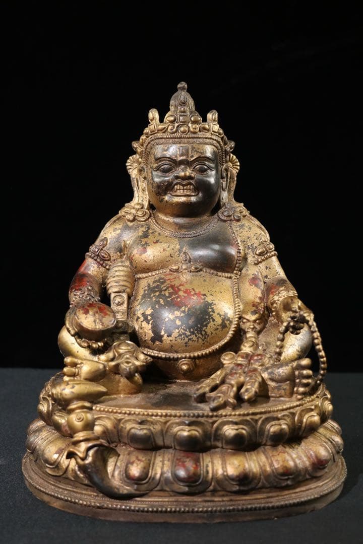 旧蔵珍蔵　西藏チベット仏像　黃財神 純銅製　アンティーク　置物　時代物　本物保証