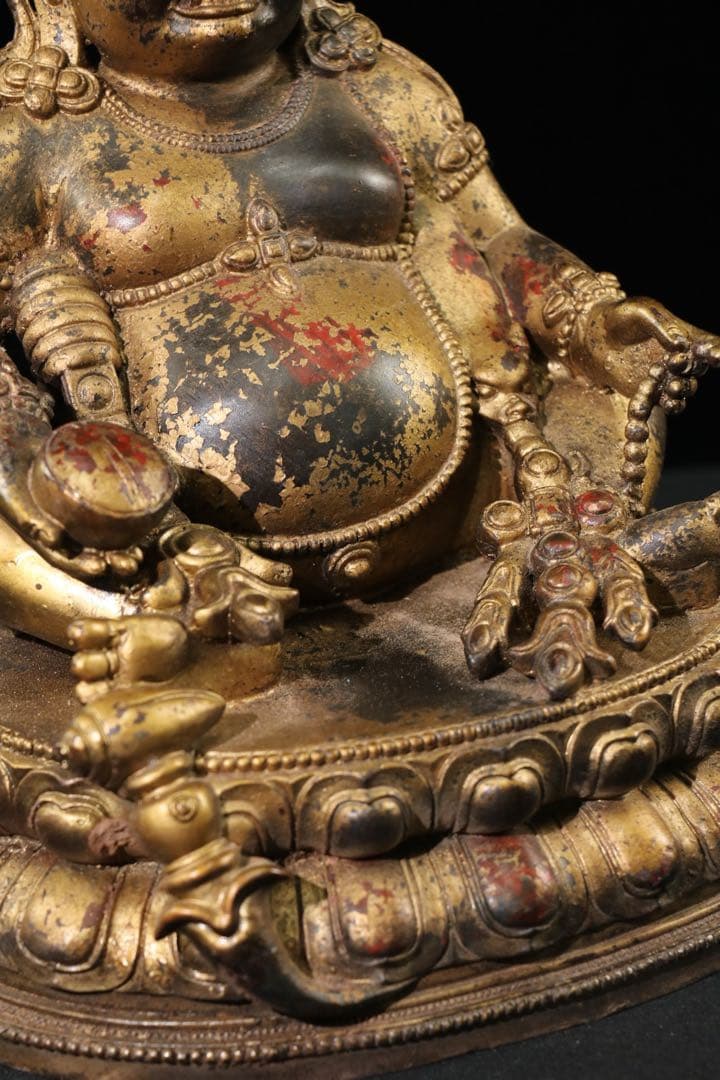 旧蔵珍蔵　西藏チベット仏像　黃財神 純銅製　アンティーク　置物　時代物　本物保証