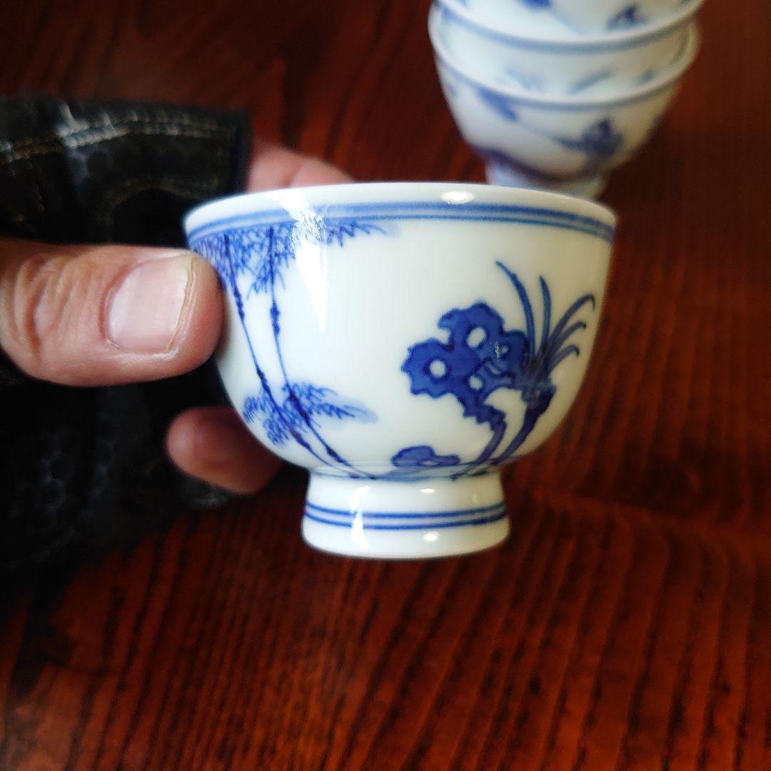 初代三浦竹泉 染付 倣古 煎茶碗 共箱