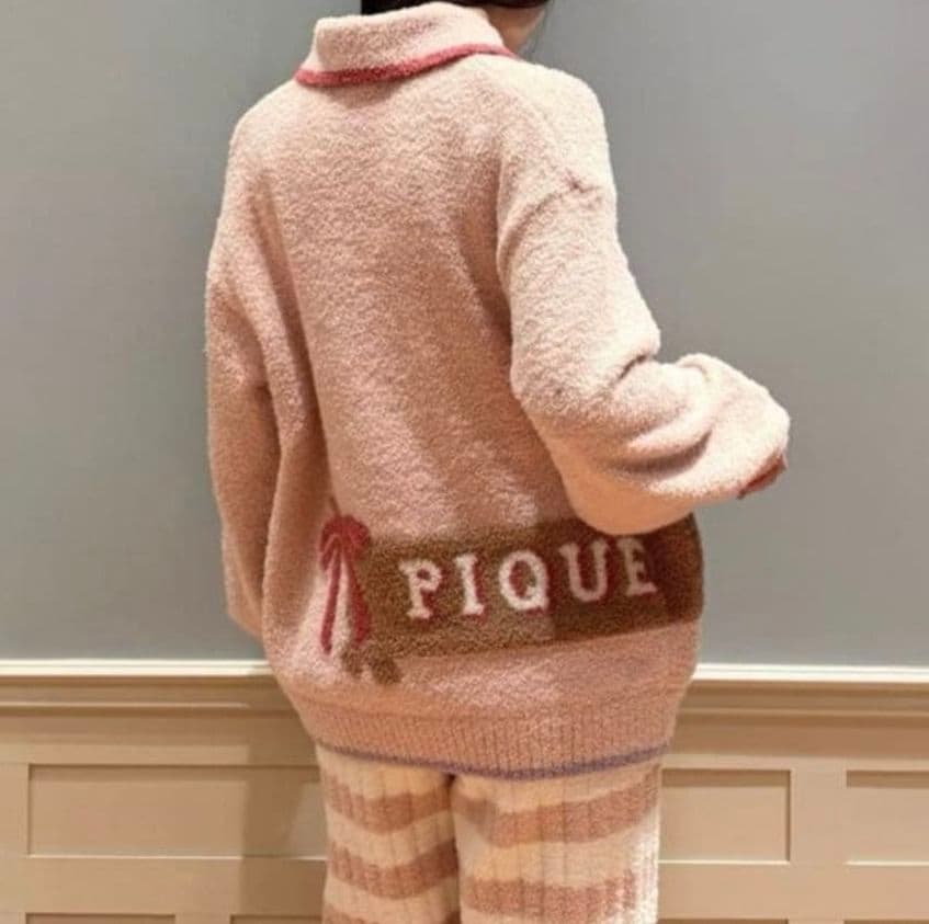 【新品タグ付き】ジェラートピケ ダックスフンド柄ジャガードカーディガン【PNK】