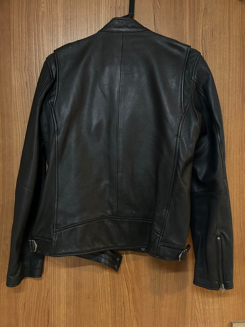 【美品】ビームス ライダース ジャケット シングル ノーカラー やぎ革 黒 S