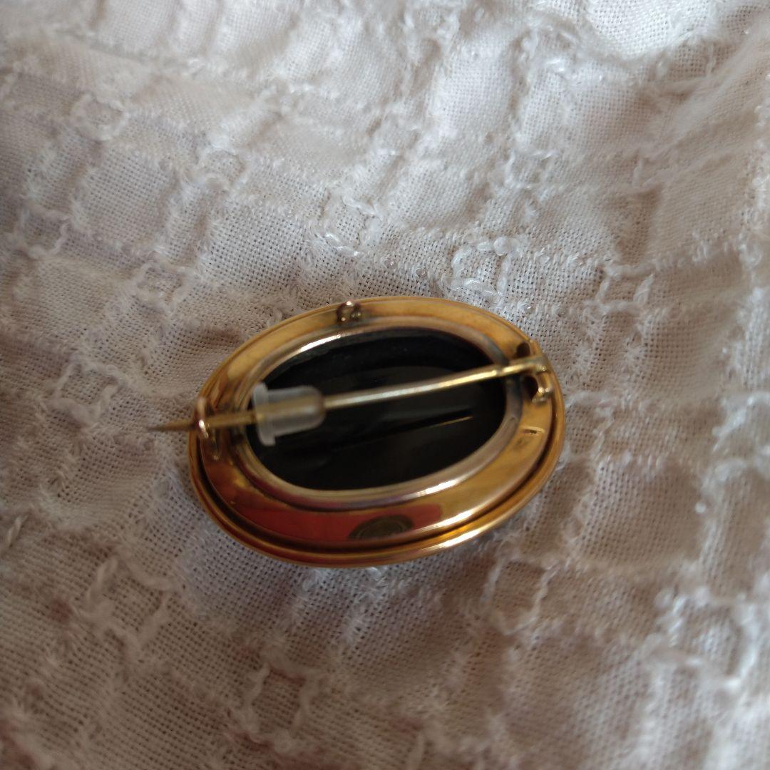 イギリスアンティーク 英国  アゲート めのう ブローチ モーニングジュエリー