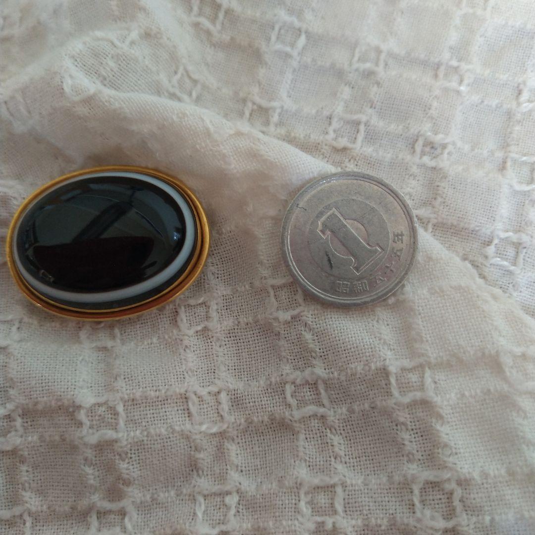 イギリスアンティーク 英国  アゲート めのう ブローチ モーニングジュエリー