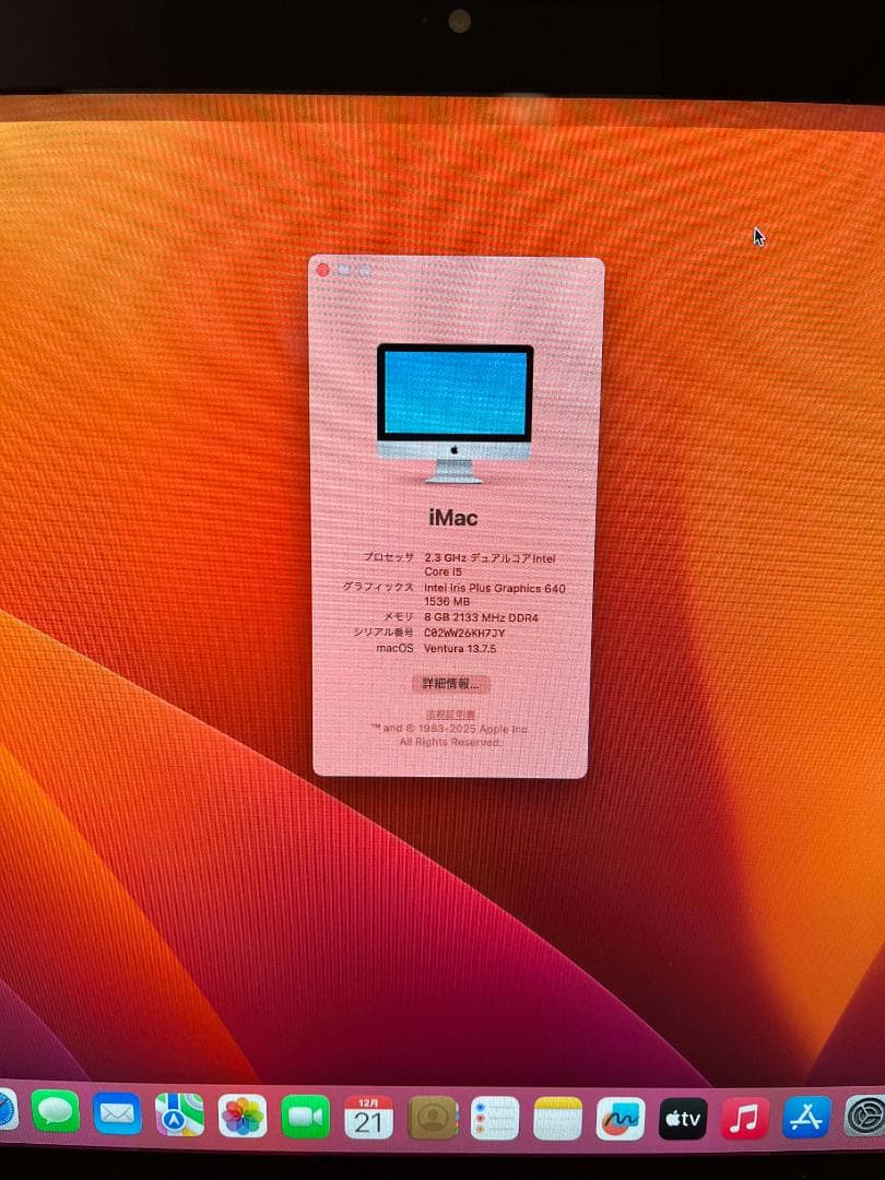 美品⭐︎iMac (21.5-inch) 8GB 2018年購入品